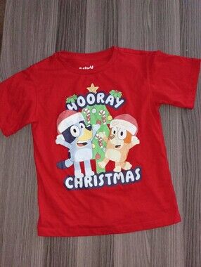 Kids Bluey Christmas Shirt 4/5 Short Sleeve Top 4-5